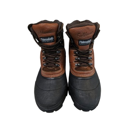 Men\'s Fieldmaster Thinsulate Brown Leather & Rubber Hiking Hunting Boots Size 9M main image 8